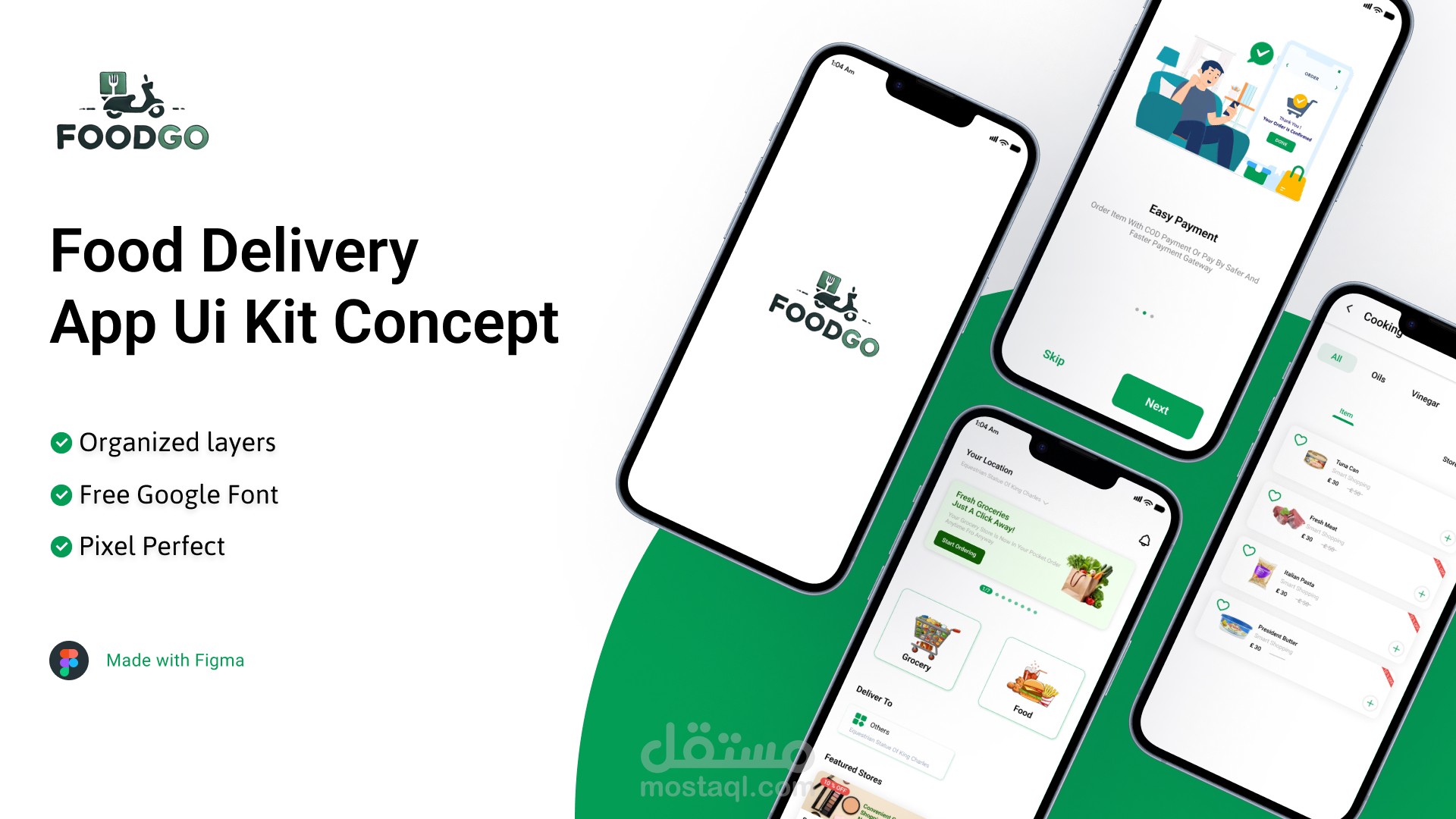 تصميم UI/UX لتطبيق توصيل الطعام والبقالة | Food Delivery App