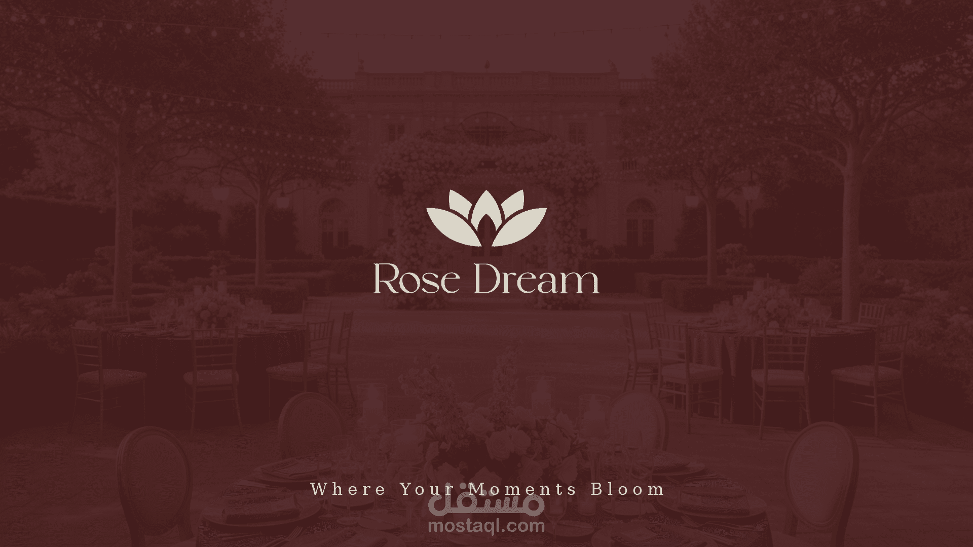 تصميم هوية بصرية وشعار لعلامة تنظيم حفلات وأعراس – Rose Dream