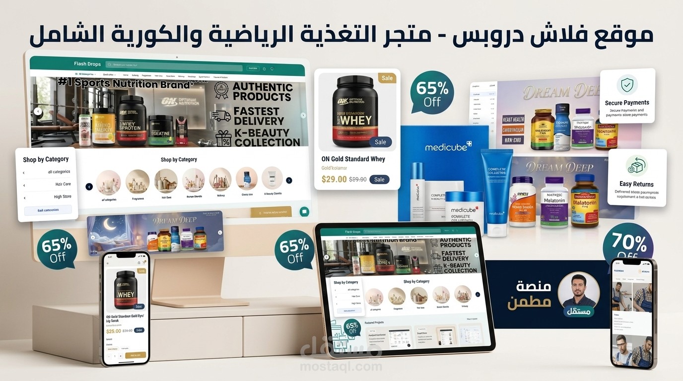 متجر "فلاش دروبس" (Flash Drops) - منصة تجارة إلكترونية متكاملة للمكملات والعناية