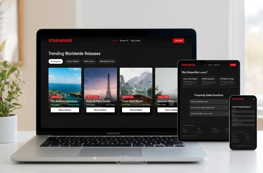 منصة "ستريم فايب" (StreamVibe) - موقع متكامل لحجز الرحلات والفنادق الفاخرة