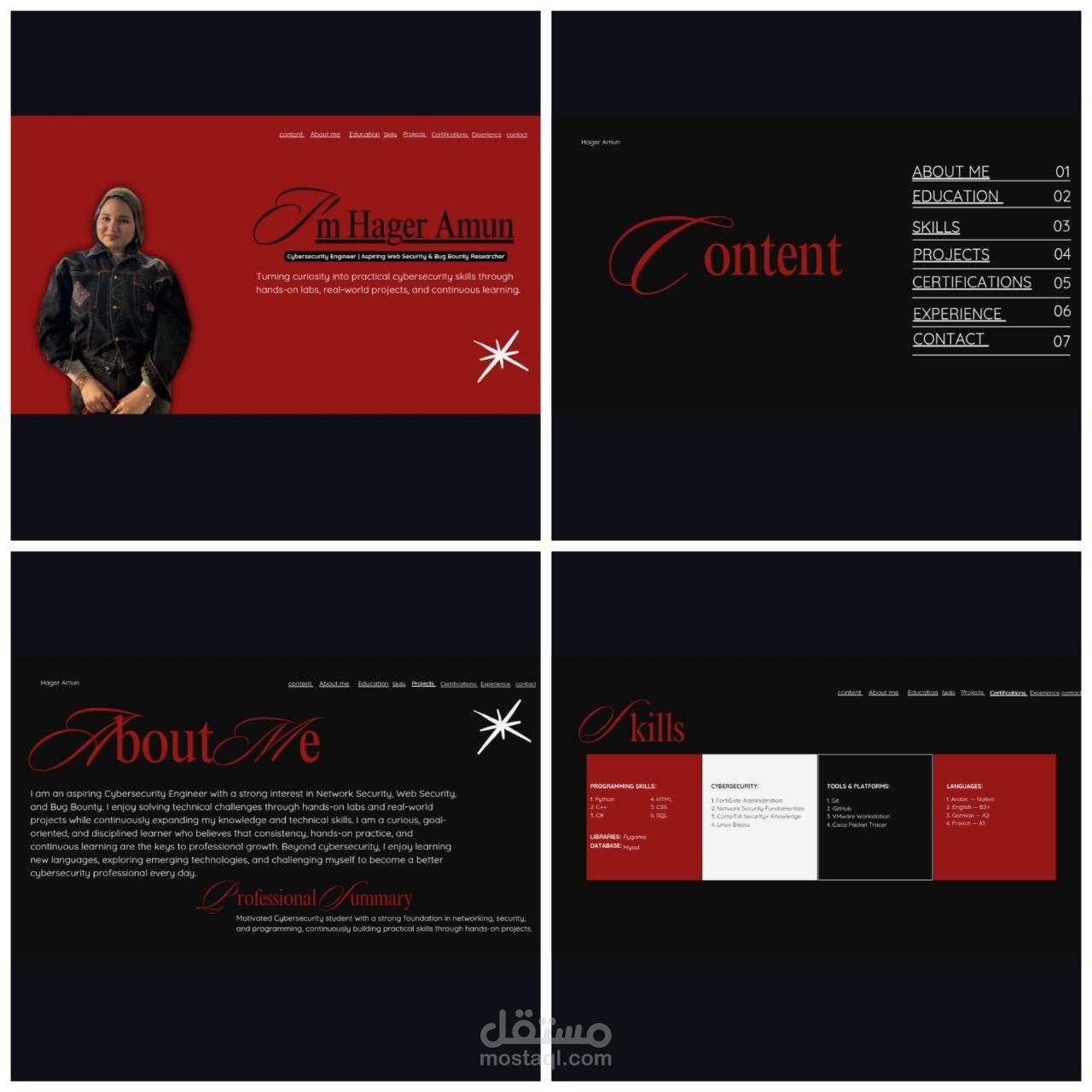 تصميم Portfolio احترافي لعرض المهارات و المشروعات