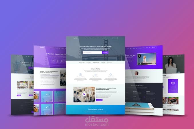 تصميم واجهة موقع هبوط (Landing Page UI Design) لوكالة تسويق رقمي