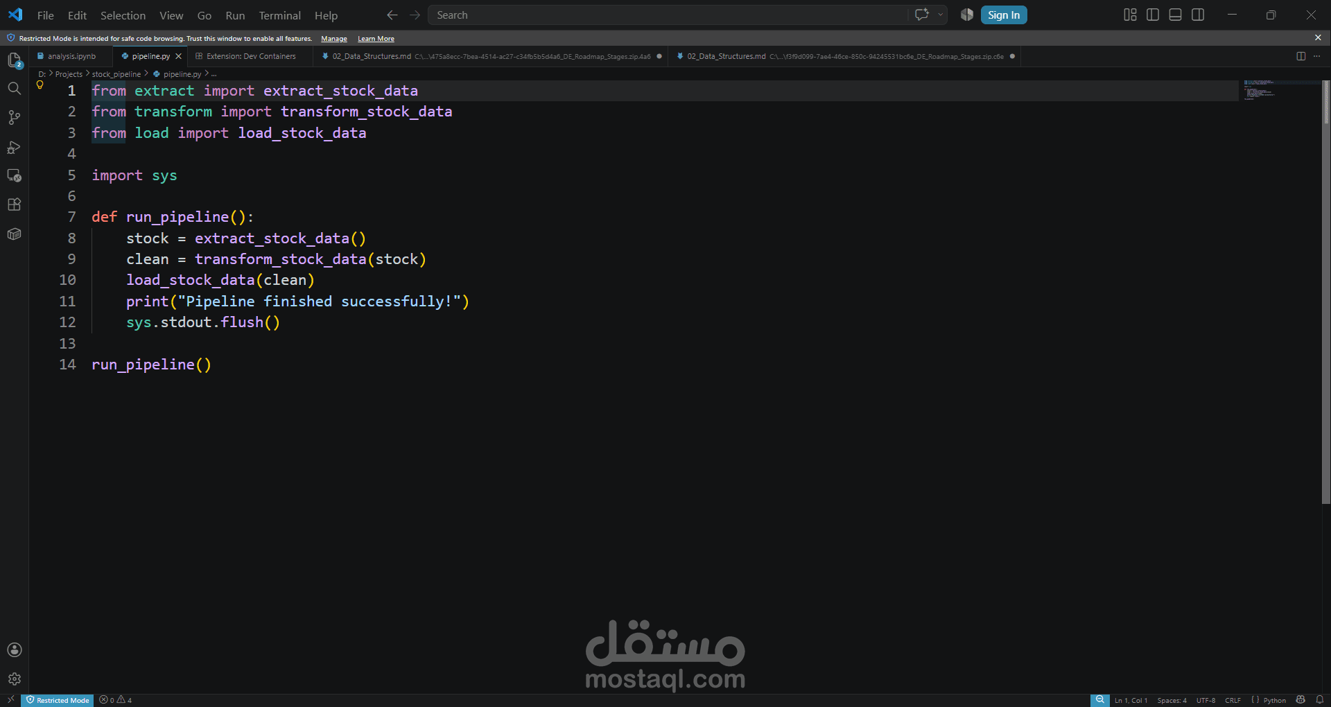 بناء ETL Pipeline باستخدام Python لاستخراج وتحويل وتحميل البيانات
