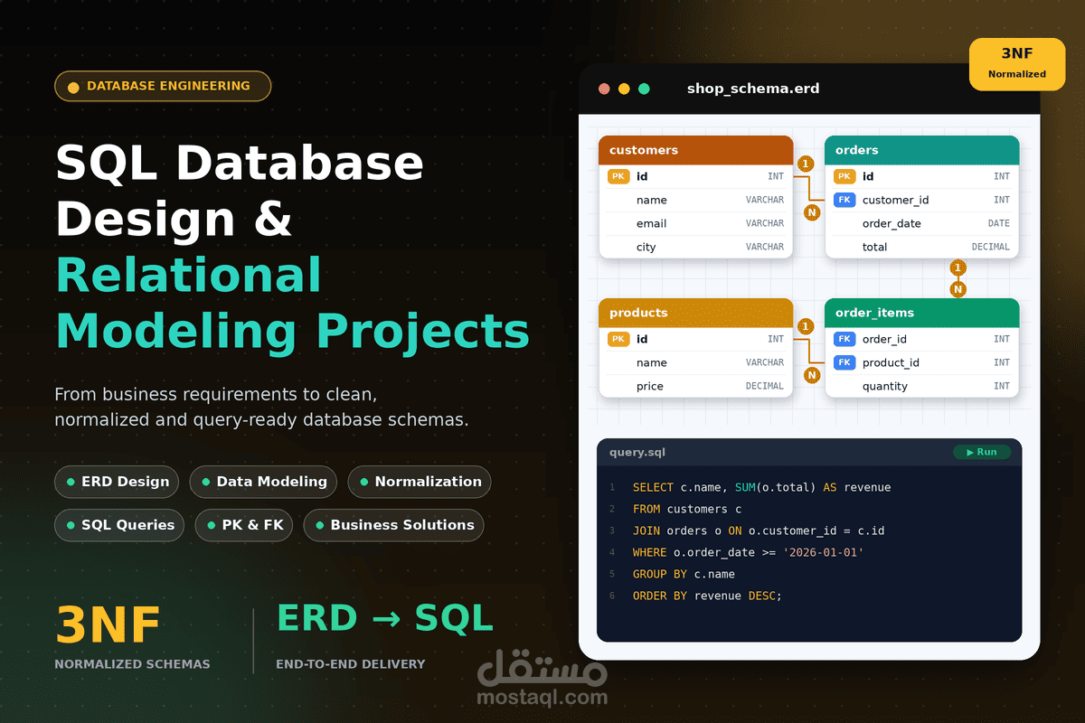 SQL Database Design & Relational Modeling Projects
