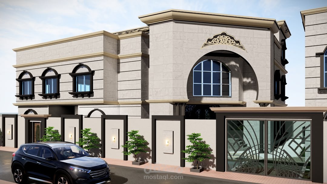 تصميم فيلا سكنية بمساحة 800 متر مربع