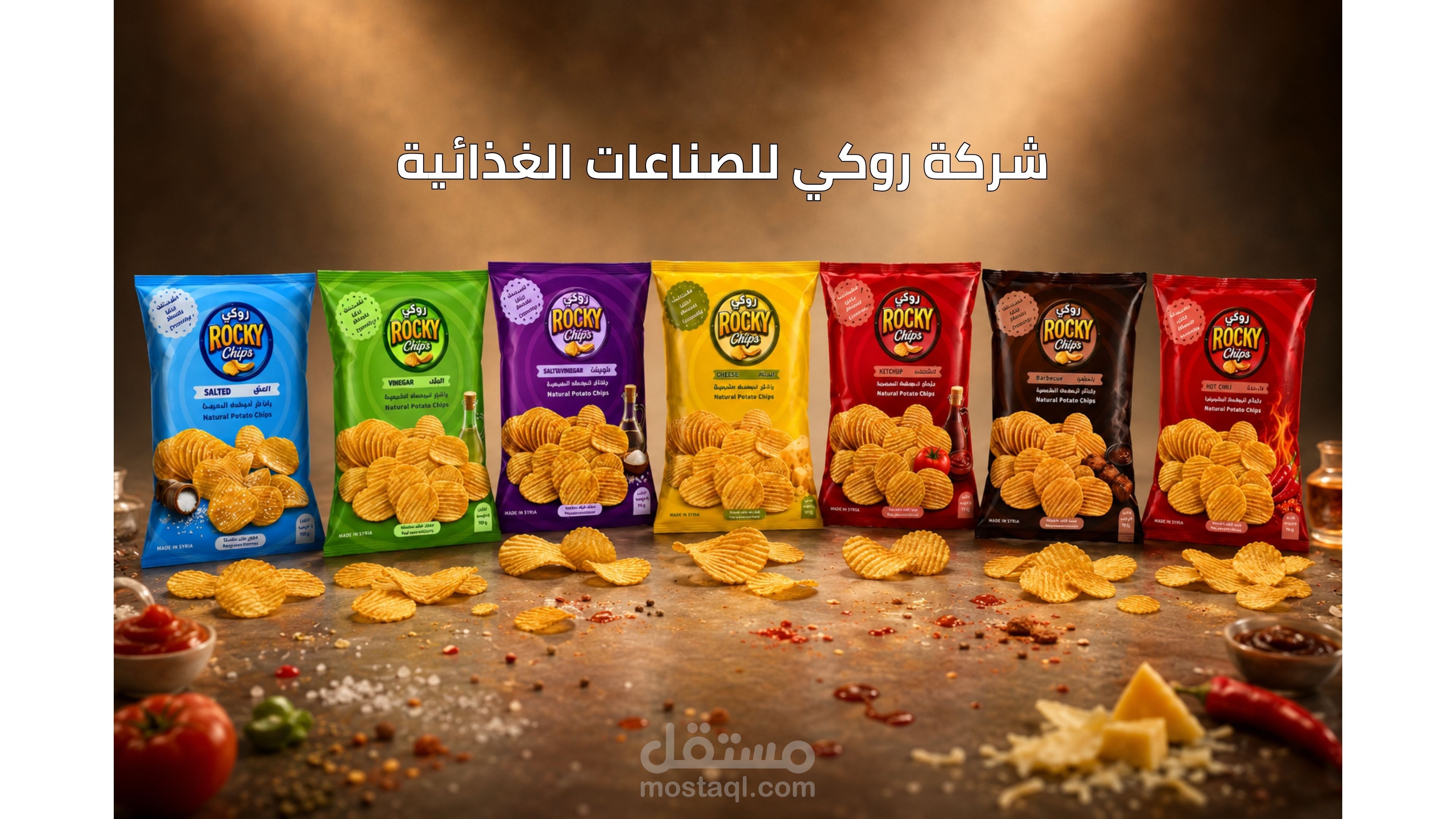 تصميم الهوية البصرية وتغليف منتجات لشركة روكي للصناعات الغذائية