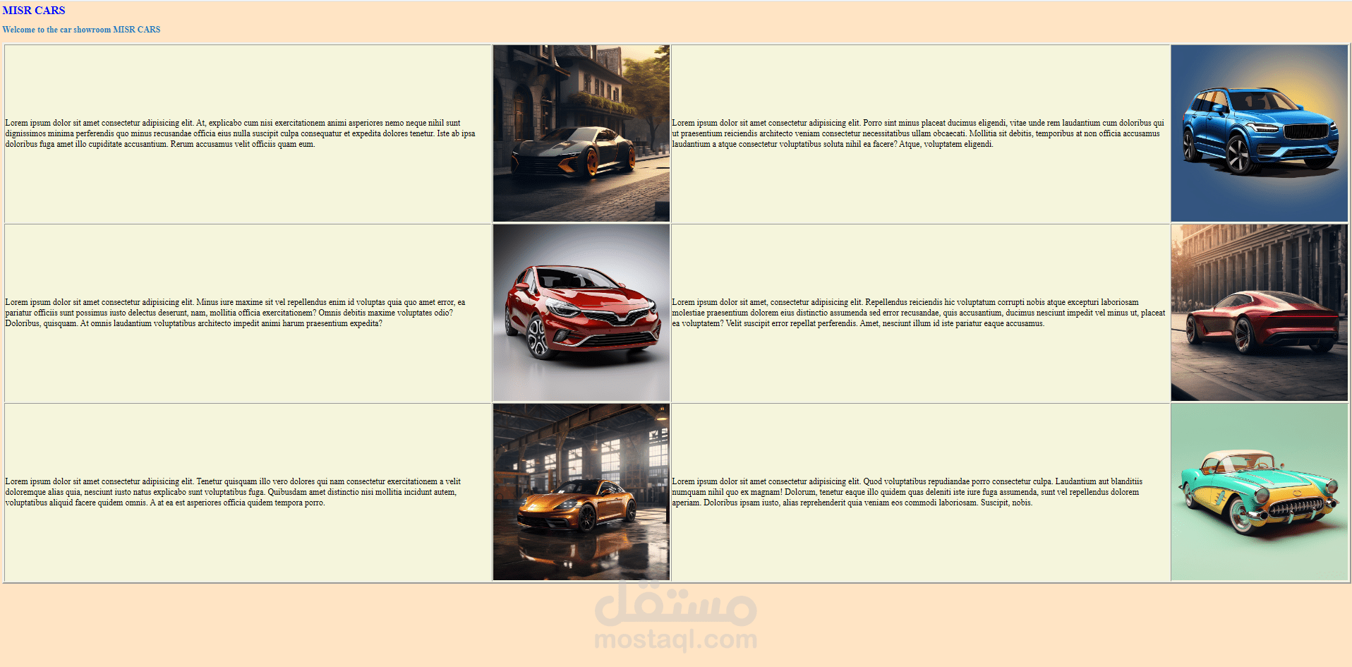 MISR CARS | Front-End Car Showroom Website