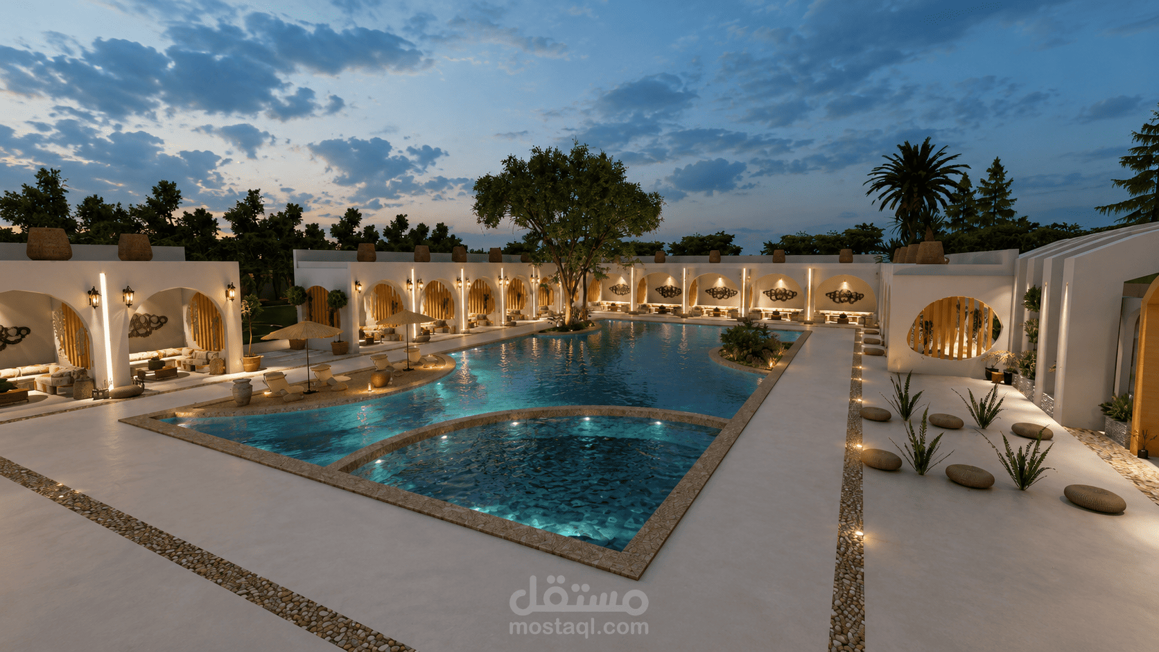 Designed a private family retreat on a 5-feddan site in King Mariout for a private client.