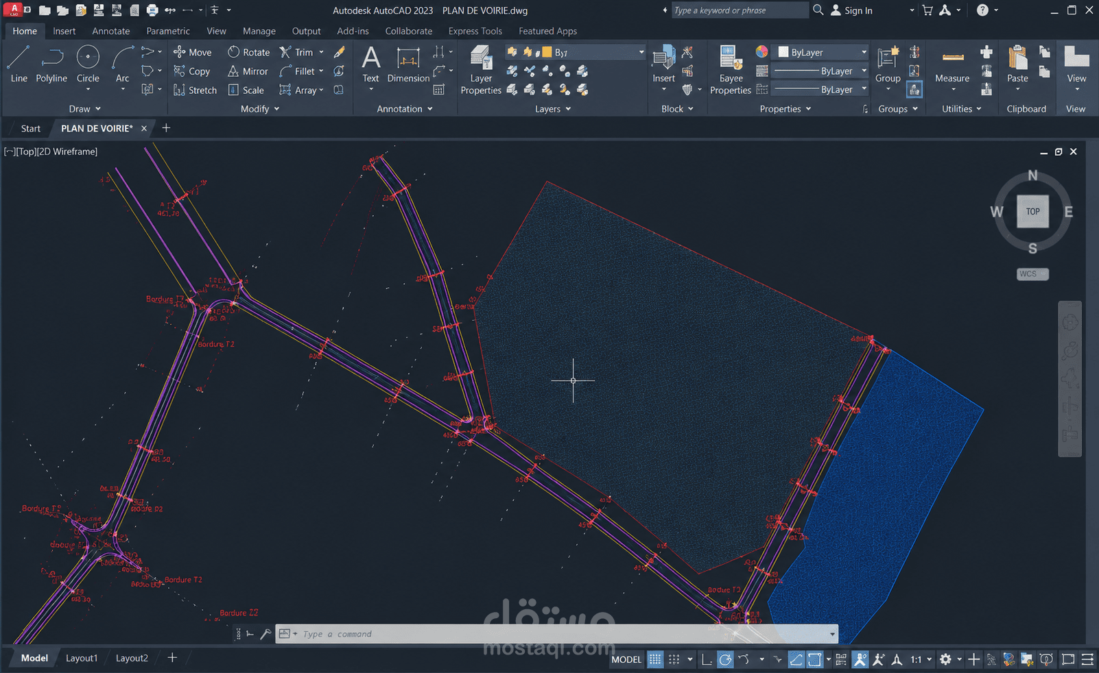 إعداد المخططات التنفيذية للطرق والبنية التحتية باستخدام AutoCAD