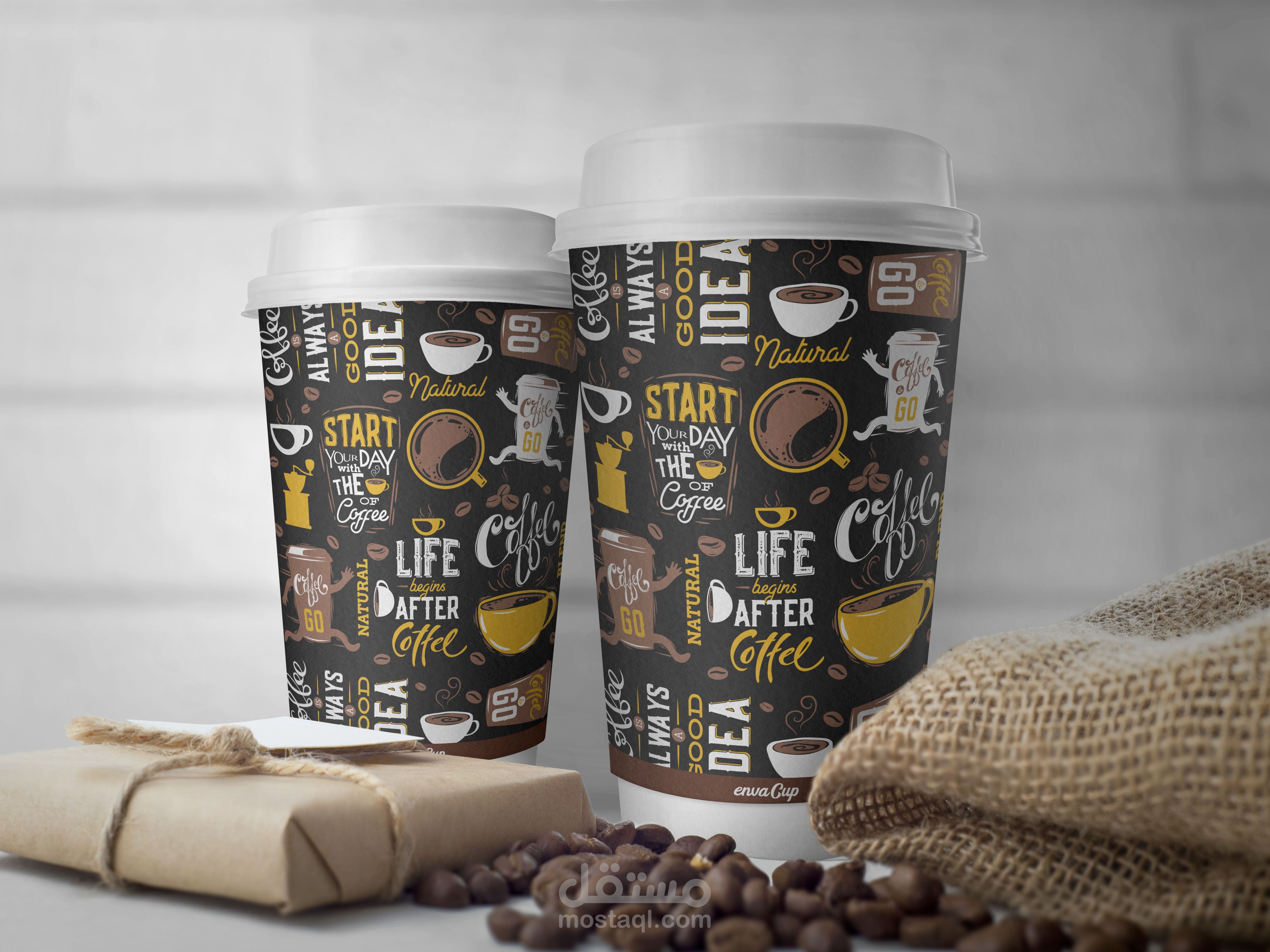 تصميم كوب قهوة 12oz لمقهى بالدنمارك