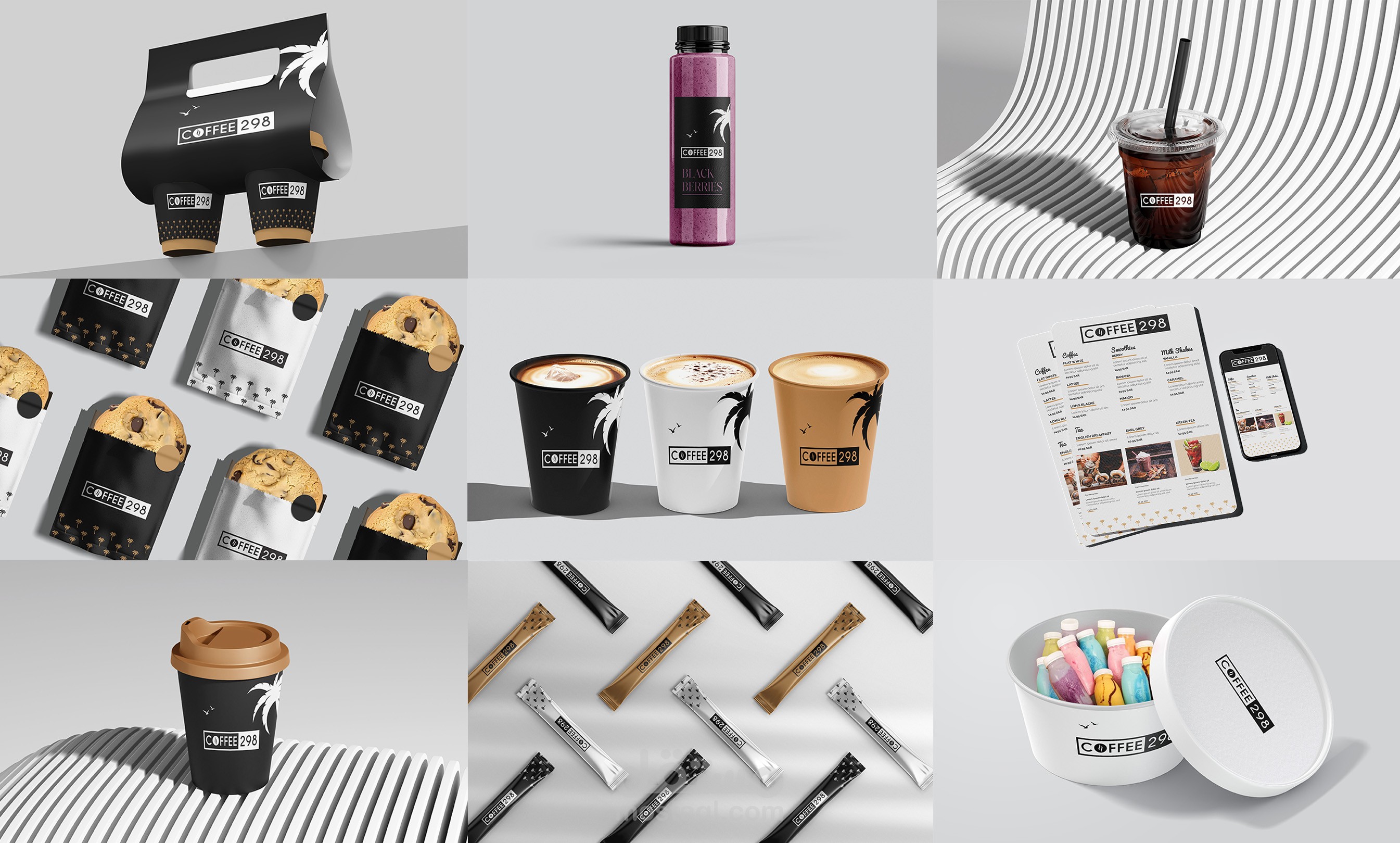 تصميم هوية بصرية لكوفي شوب على البحر Coffee298 بالكويت