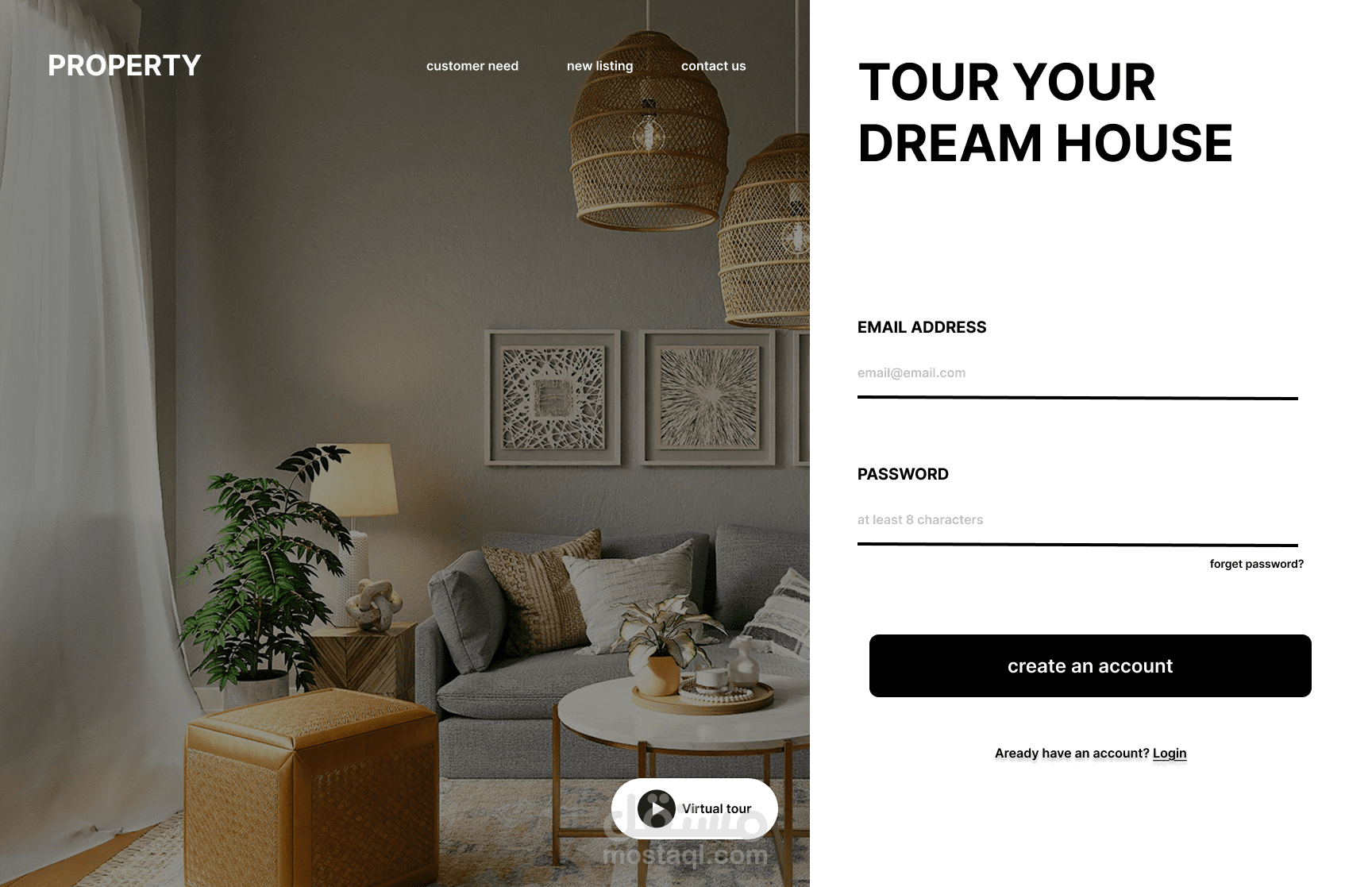 تصميم واجهة هبوط لمنصة عقارية حديثة (Property Real Estate Landing Page)