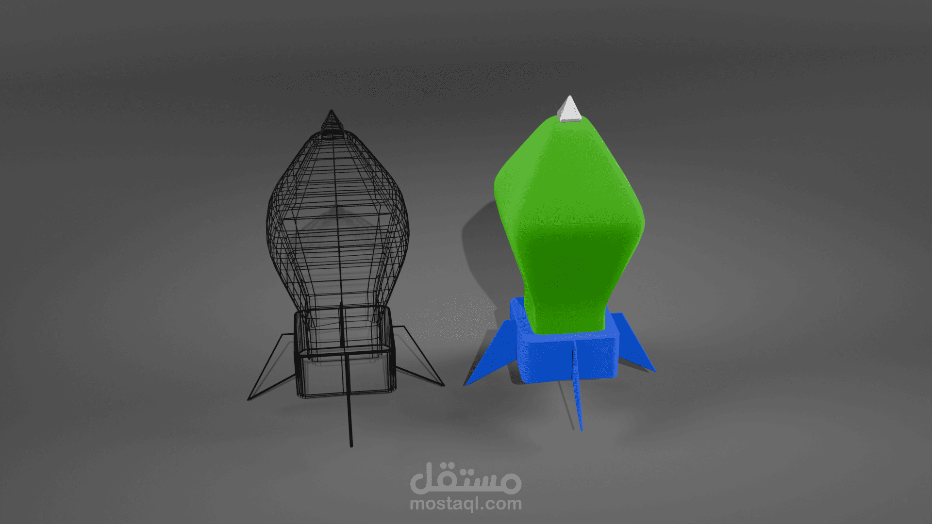 تصميم عمل لصاروخ Low-Poly - Stylized
