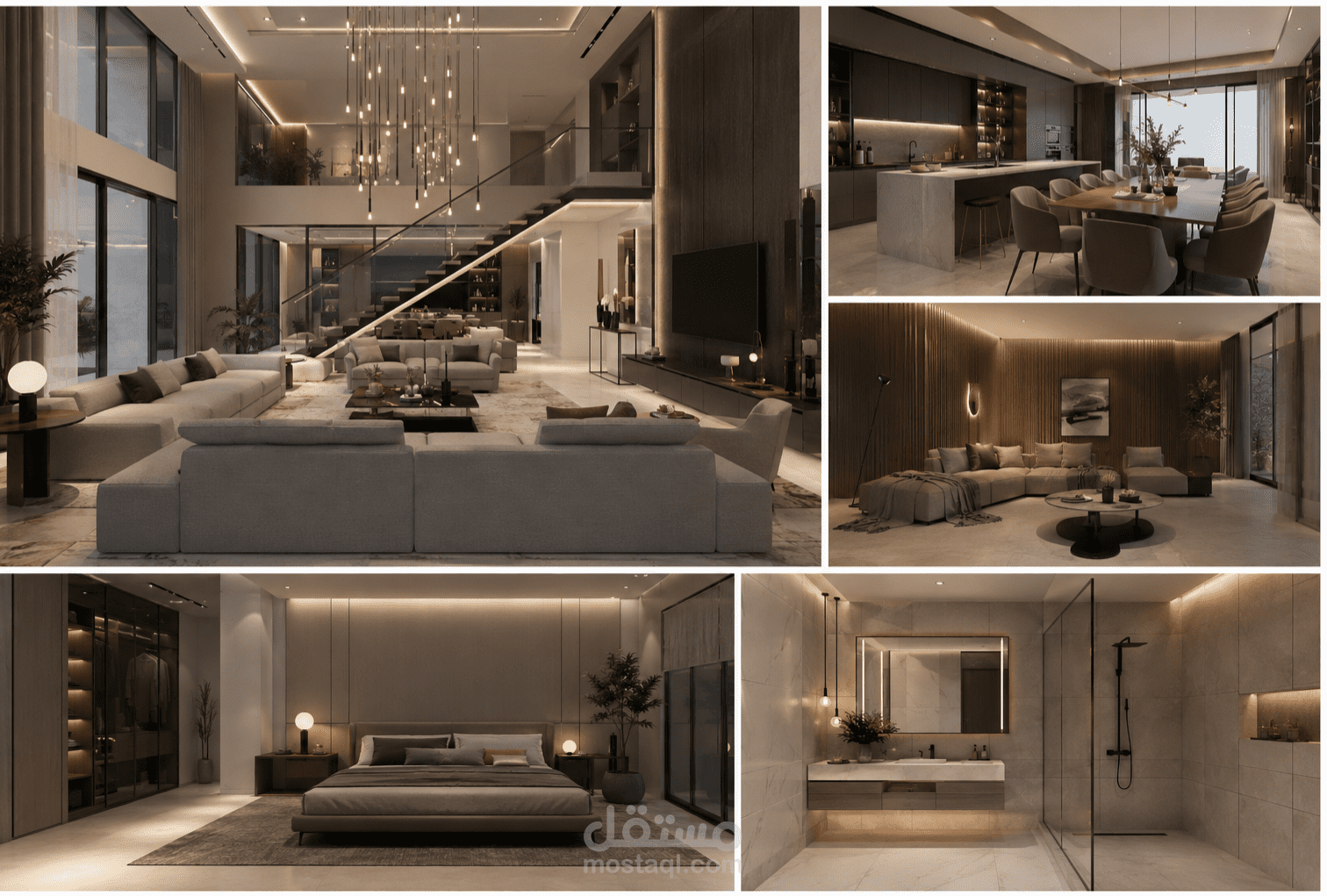 تصميم داخلي لفيلا سكنية مودرن فاخرة