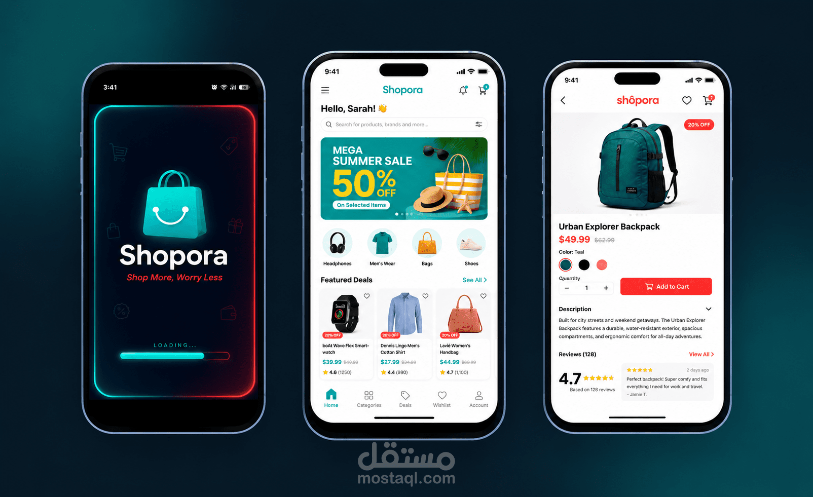 Shopping app (Shopora) with elegant UI UX design and user-friendly experience