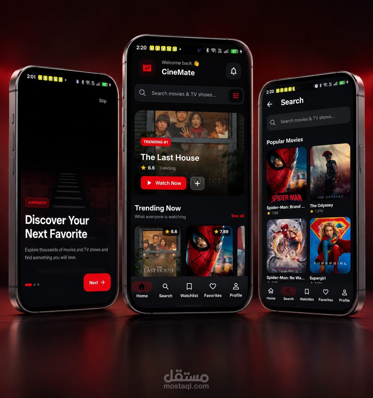 CinMate  تطبيق  متكامل لاكتشاف الأفلام والمسلسلات وتتبع المشاهدة باستخدام Flutter
