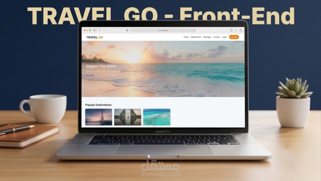 تصميم وتطوير واجهة مستخدم لموقع سياحة وسفر TRAVEL GO