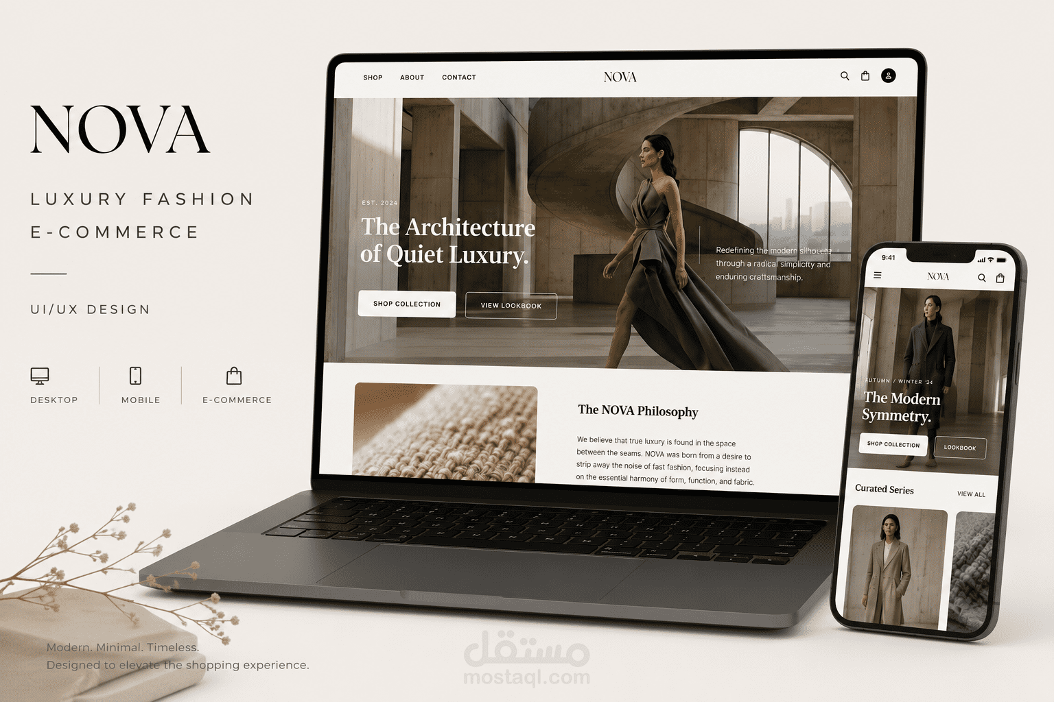 NOVA – Luxury Fashion E-commerce Website & Mobile UI/UX Design (Desktop + Mobile)