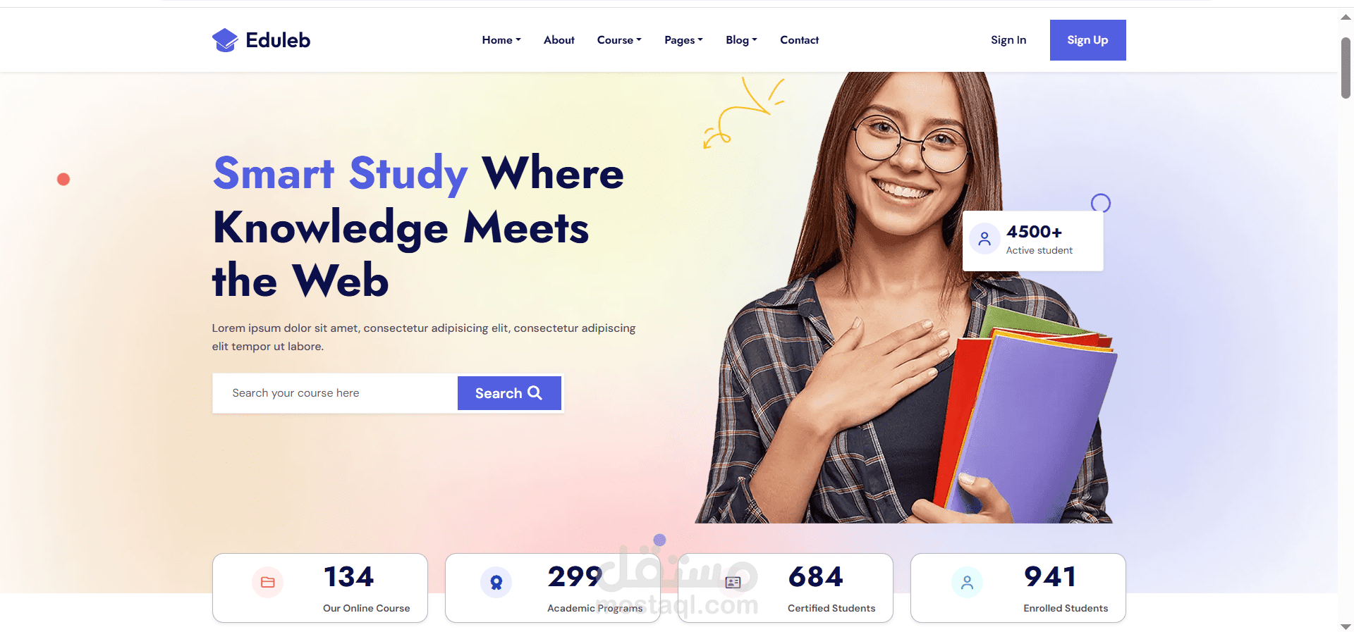 تصميم وتطوير واجهة موقع تعليمي متكامل (Eduleb) باستخدام HTML5 و Bootstrap 5
