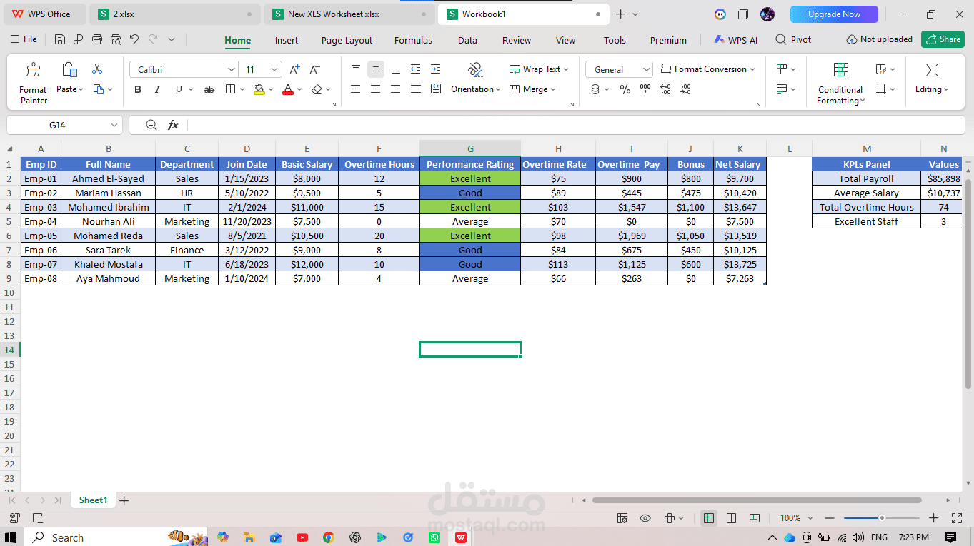 تصميم نظام إدارة مسير الرواتب وتقييم أداء الموظفين | HR Payroll & Employee Performance Tracker