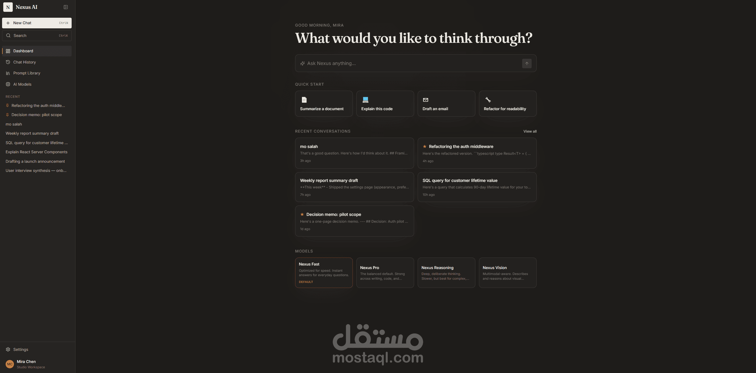 Nexus Pro – AI Dashboard & Chatbot