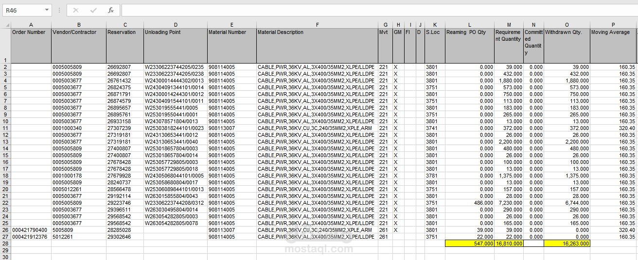 ادخال بيانات excel