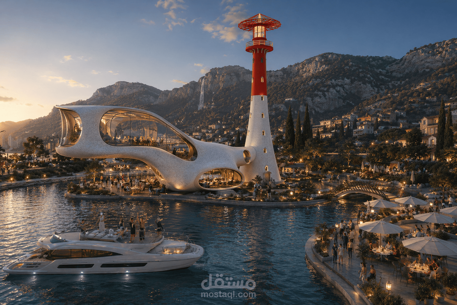 THE LIGHT HOUSE is a bold architectural icon rising along the waterfront, Marsilia Land El-Alamein Resort.