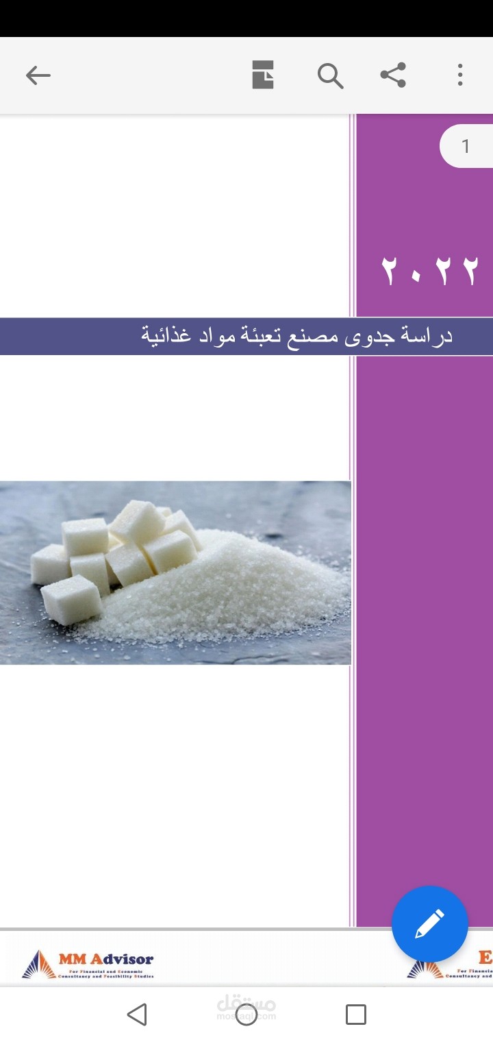 دراسة جدوى مصنع تعبئة مواد غذائية
