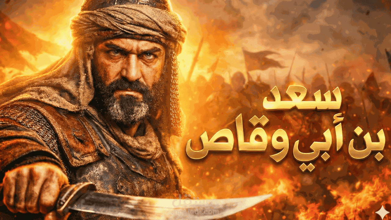 مونتاج فيديو عن  قصة سعد بن أبي وقاص رضى الله عنه  عبارة عن صور ب الai