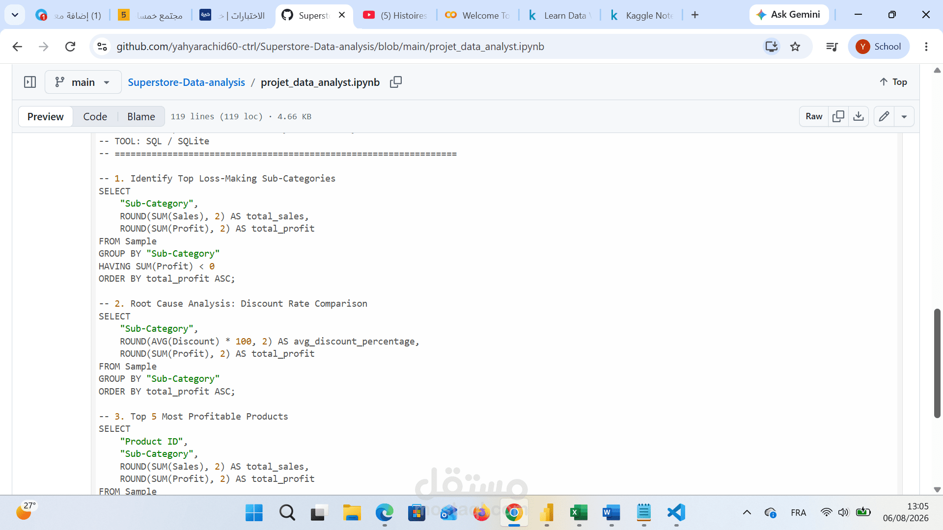 تنظيف وتجهيز بيانات مبيعات متجر إلكتروني باستخدام SQL