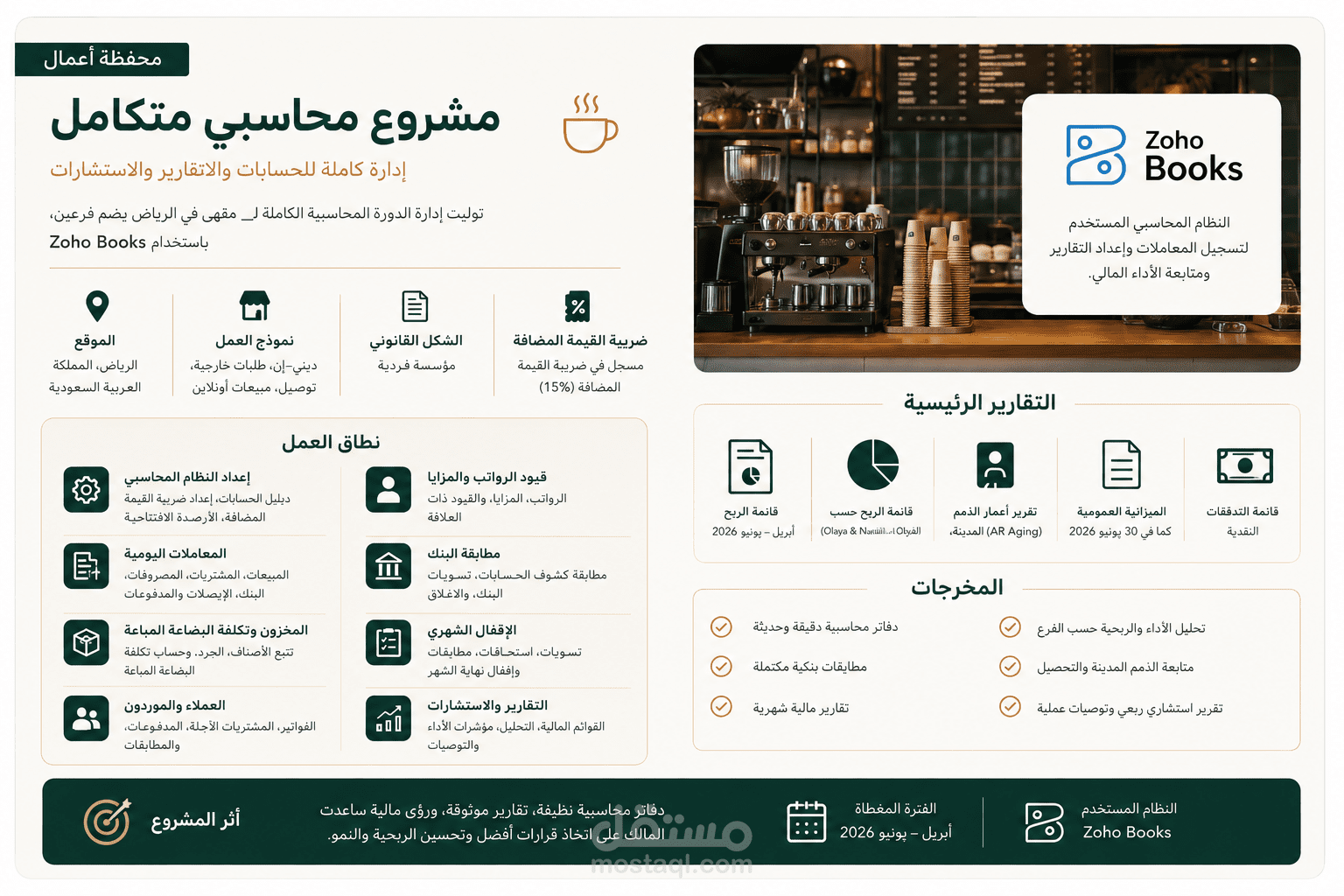 مشروع محاسبي متكامل وإدارة الحسابات باستخدام Zoho Books