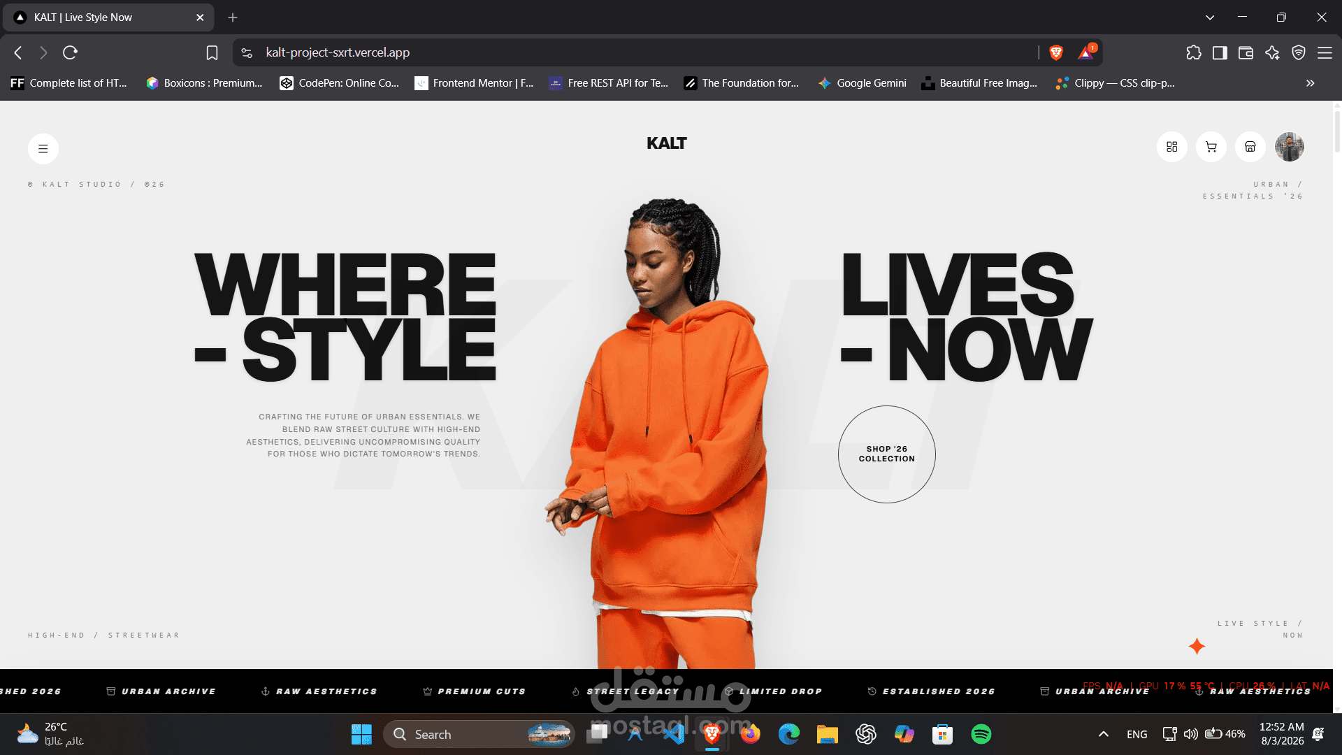 واجهة هبوط تفاعلية مع نظام مصادقة المستخدمين - KALT Landing Page