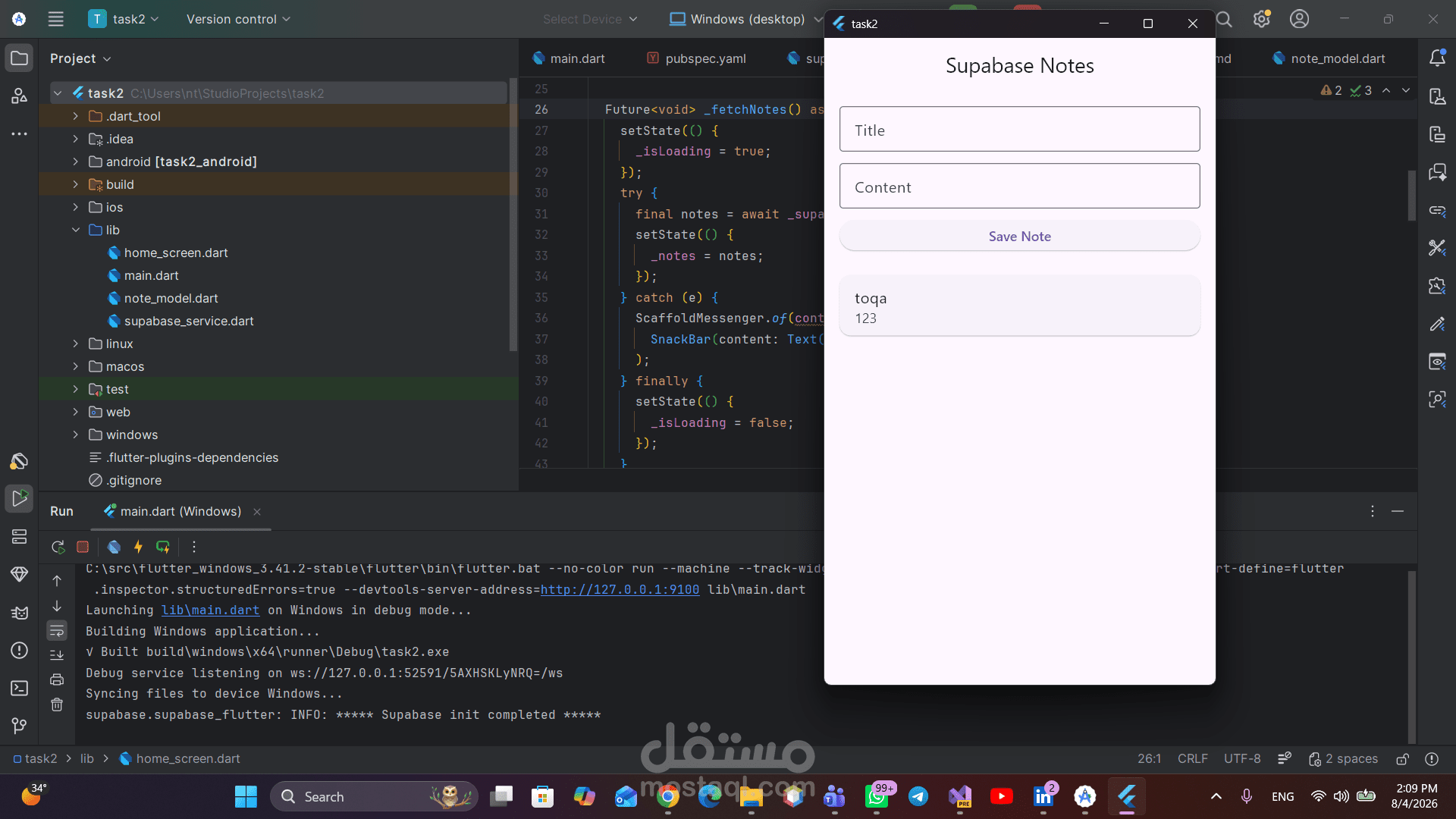 Flutter Supabase Notes App - Cloud CRUD Operations