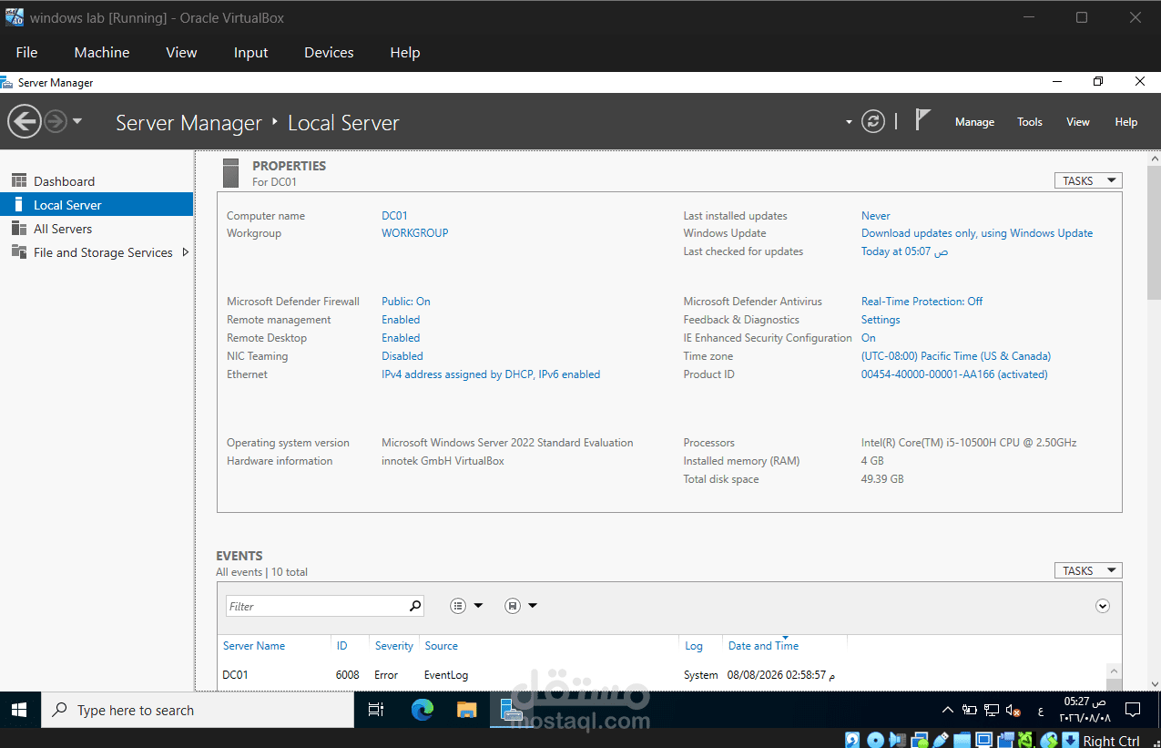 Windows Server Administration & Troubleshooting Lab