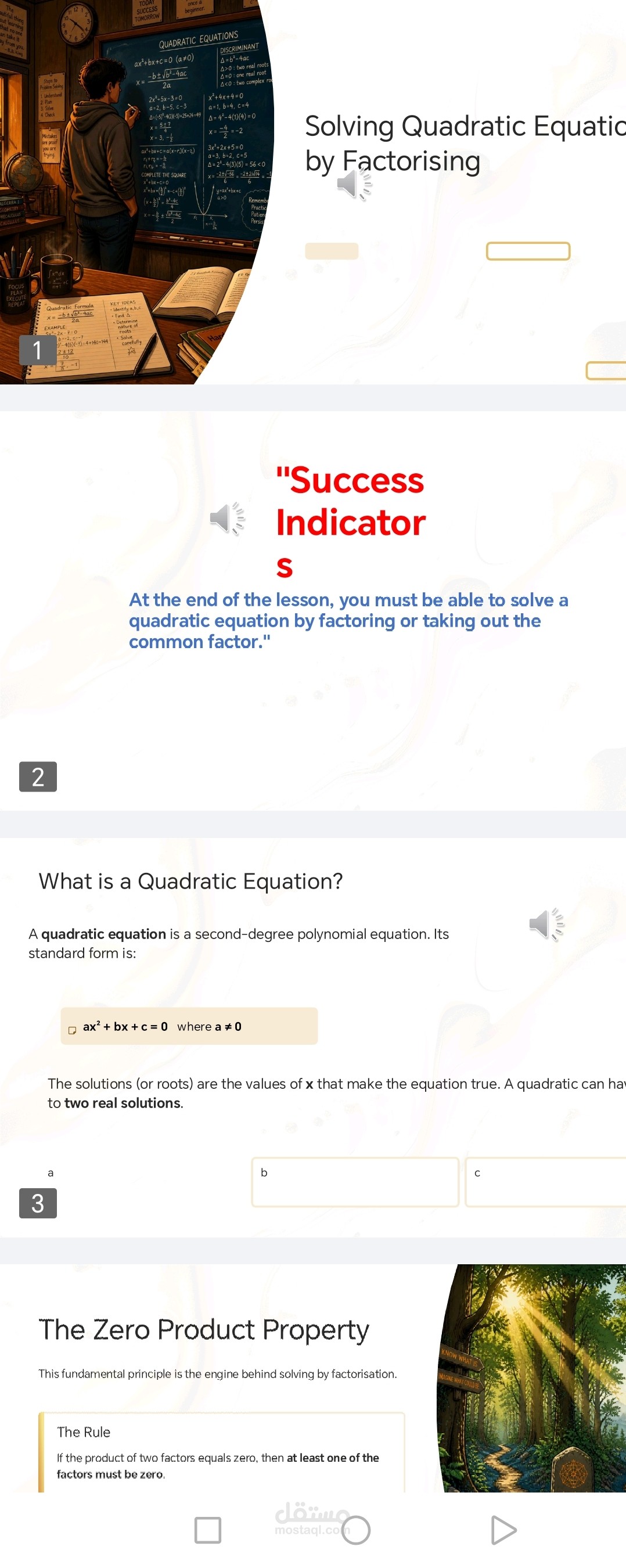 Solving the quadratic equations