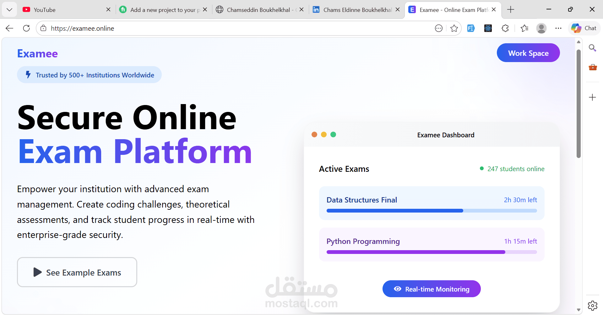 منصة امتحانات آمنة عبر الإنترنت Saas