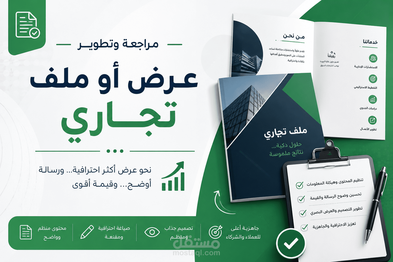 مراجعة وتطوير عرض أو ملف تجاري