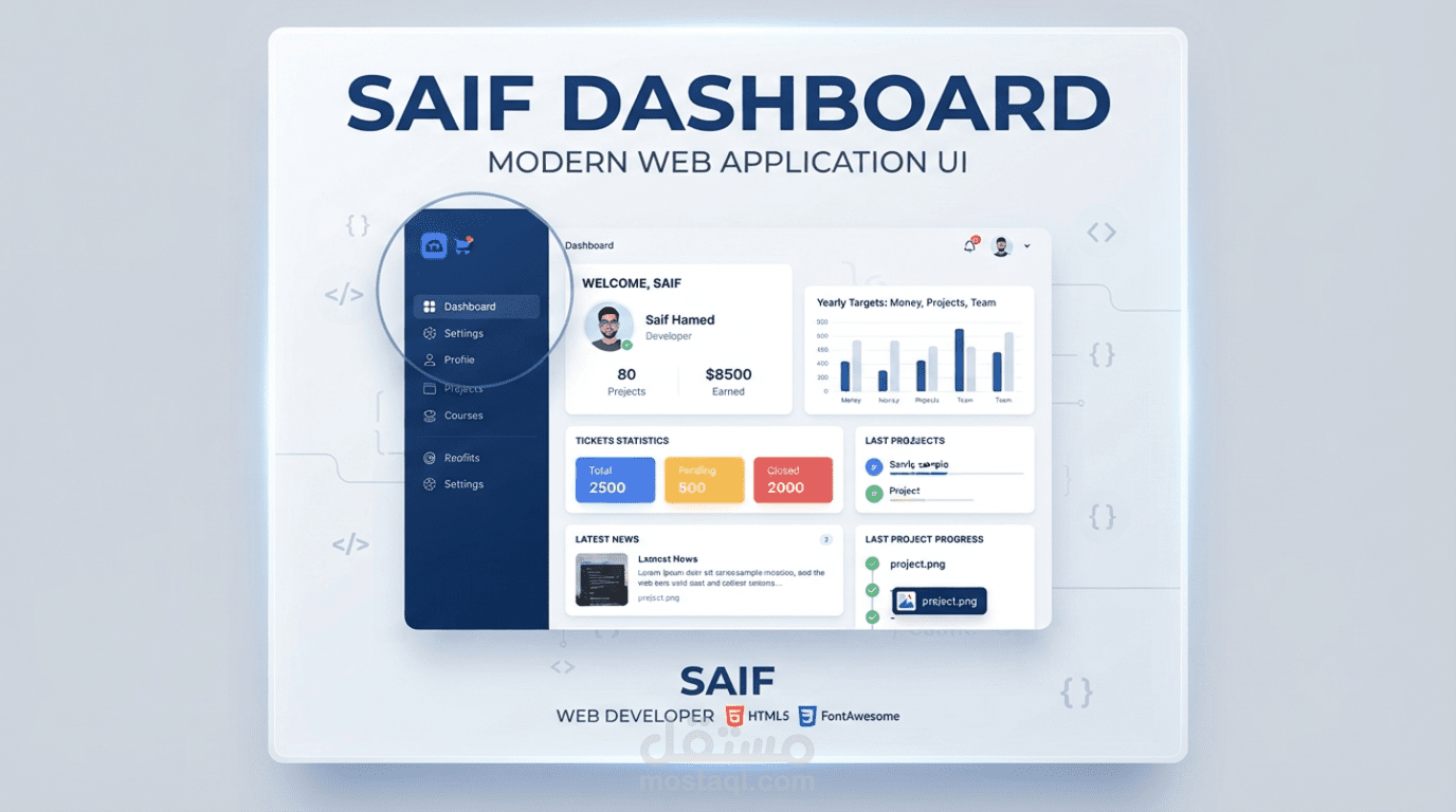 لوحة تحكم إدارية احترافية (Admin Dashboard)