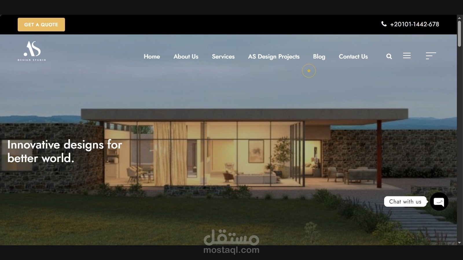 AS Design Studio | موقع احترافي للتصميم الداخلي والعمارة