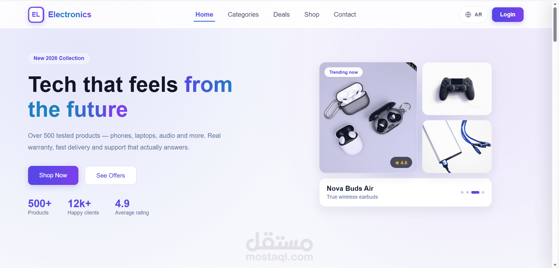 متجر إلكترونيات متكامل مع لوحة تحكم وإدارة الطلبات