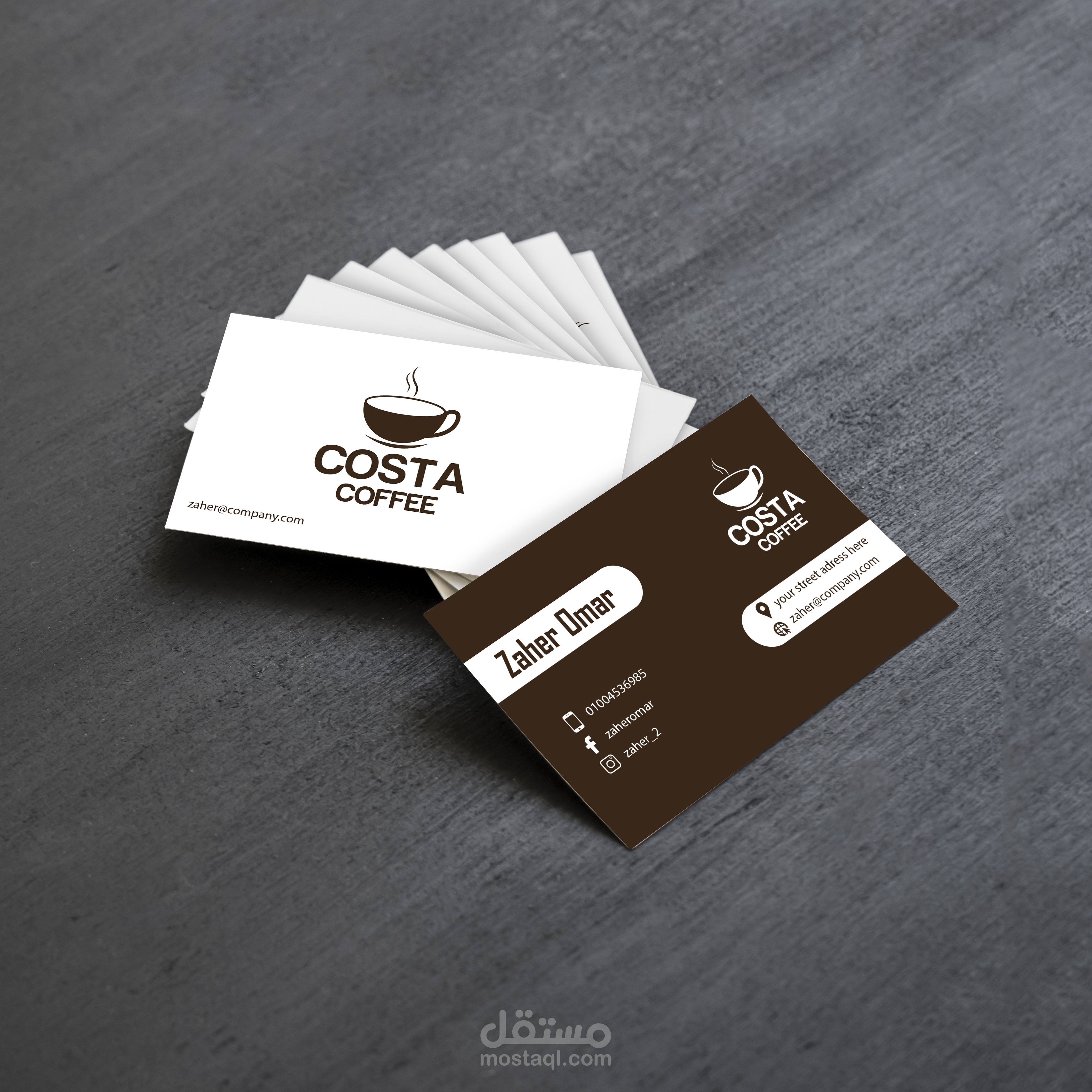 business card costa coffee