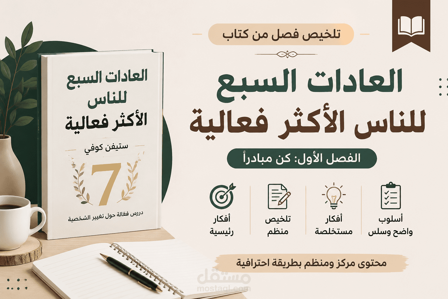 إعداد ملخص كتاب باللغة العربية مع تنسيق منظم