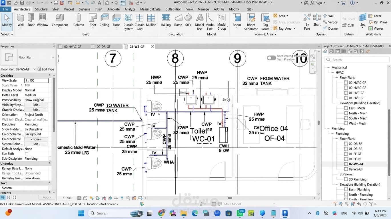 (Domestic Water Supply System) Revit MEP