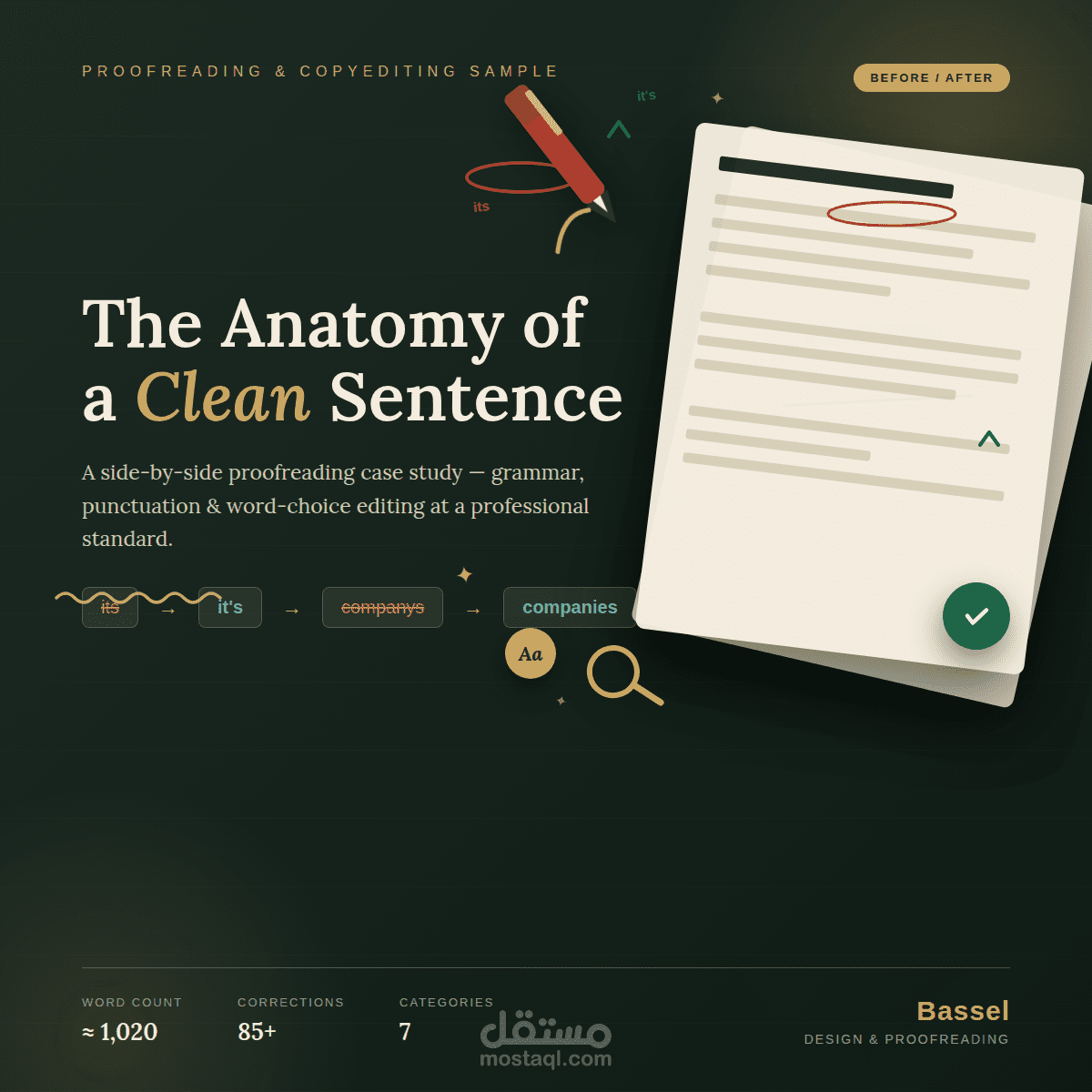 Proofreading & Copyediting Portfolio Sample — "The Anatomy of a Clean Sentence"