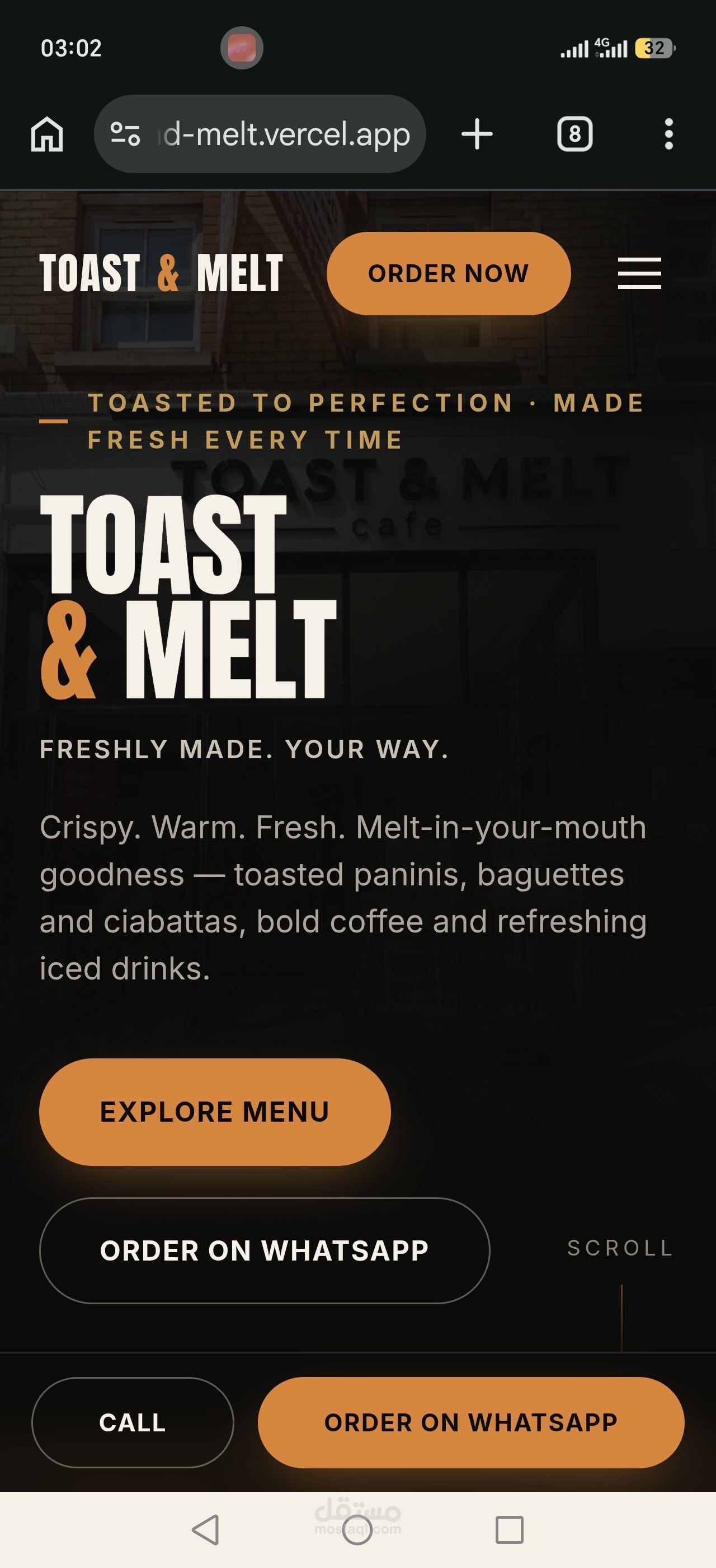 Restaurant cafe website
