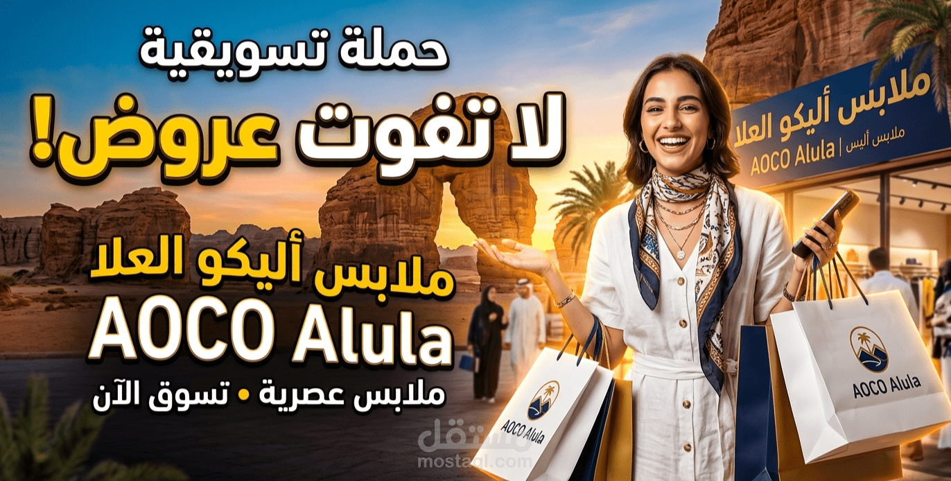 حملة تسويقية لمتجر تجاري في مدينة العلا