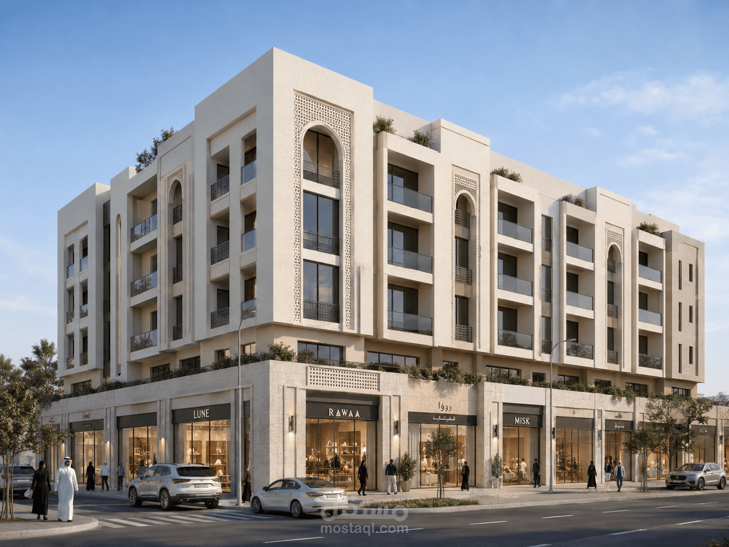 تصميم مبنى تجاري سكني بطابع الساحل الشرقي المعاصر