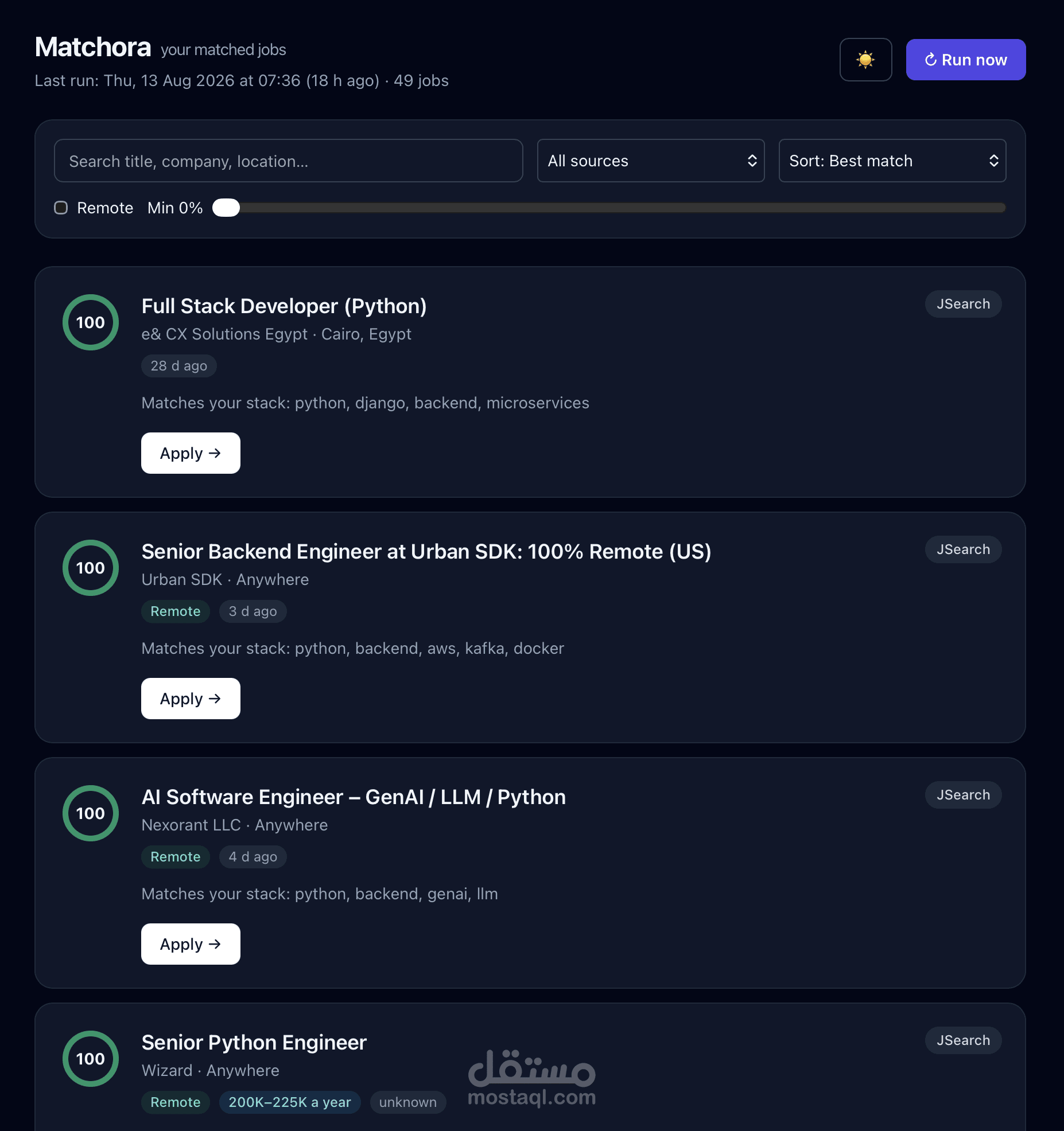 Matchora — مجمّع وظائف يومي بترشيح ذكي