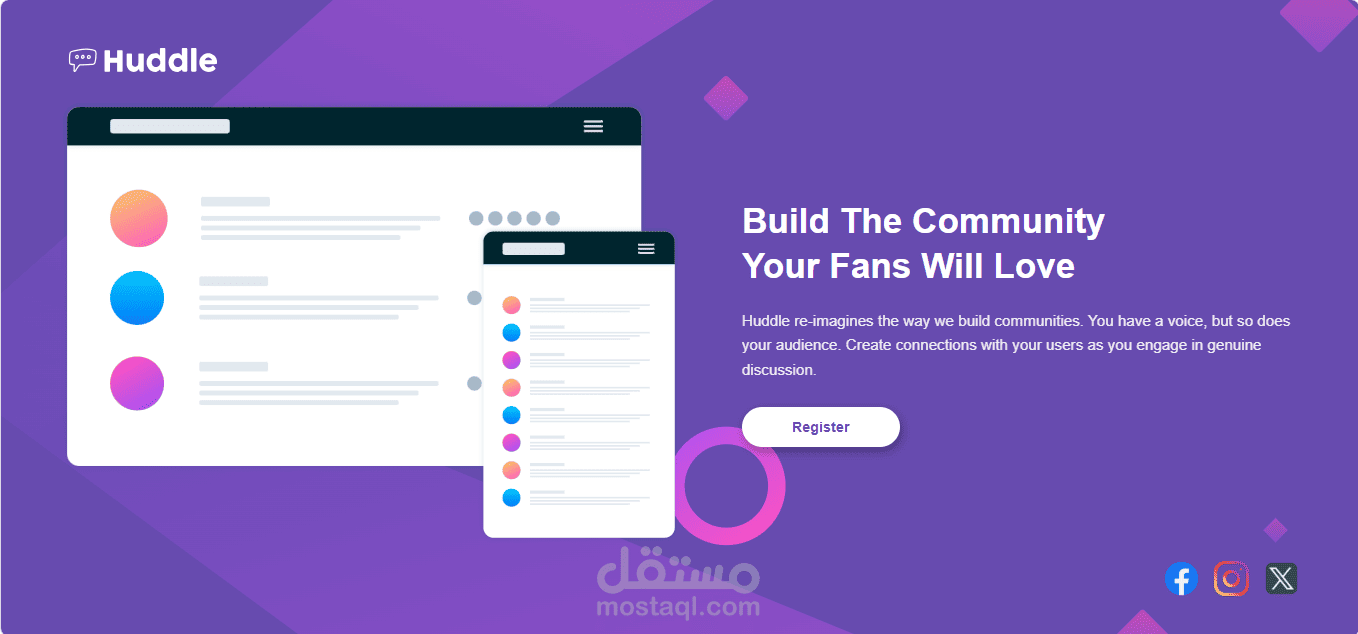 Huddle landing page