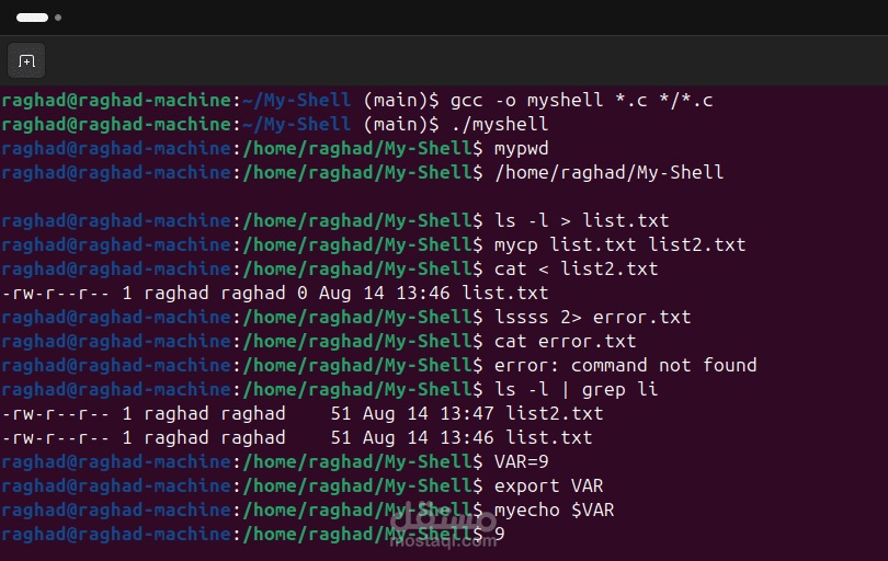 My Shell — بناء Unix-like Shell باستخدام C وLinux